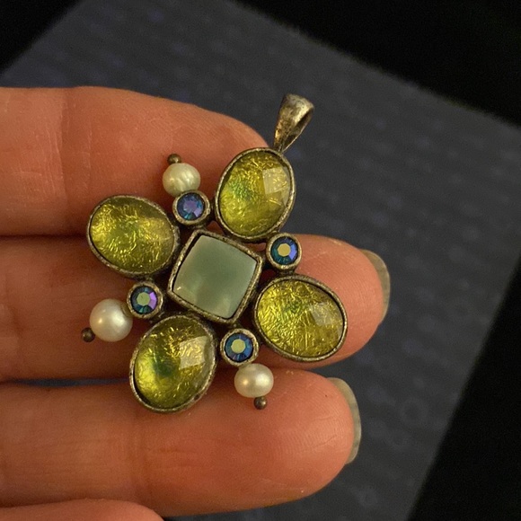 Lot of Green/blue stone and iridescent opal stone pendants - Picture 3 of 5